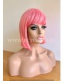 Machine Made Pink Synthetic Wig With Bangs