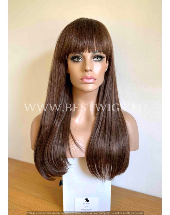 Synthetic wig Stright chestnut long hair with bang