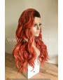 Synthetic lace front wig Wavy red mixed long hair