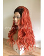 Synthetic lace front wig Wavy red mixed long hair