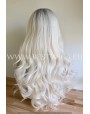 Synthetic lace front wig Wavy platinum blond hair / Grey roots