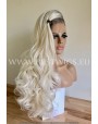 Synthetic lace front wig Wavy platinum blond hair / Grey roots