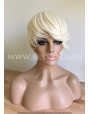 Synthetic Machine-made wig Platinum Blonde short hair
