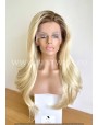 Rooted Blonde Straight Synthetic Lace Front Wig