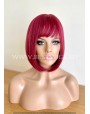 Synthetic Wig With Bangs Bordeaux