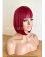 Synthetic Wig With Bangs Bordeaux