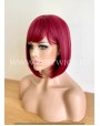 Synthetic Wig With Bangs Bordeaux