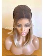 Rooted Blonde Synthetic Lace Wig Middle Part
