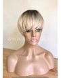 Synthetic Machine-Made Short Rooted Blonde Wig