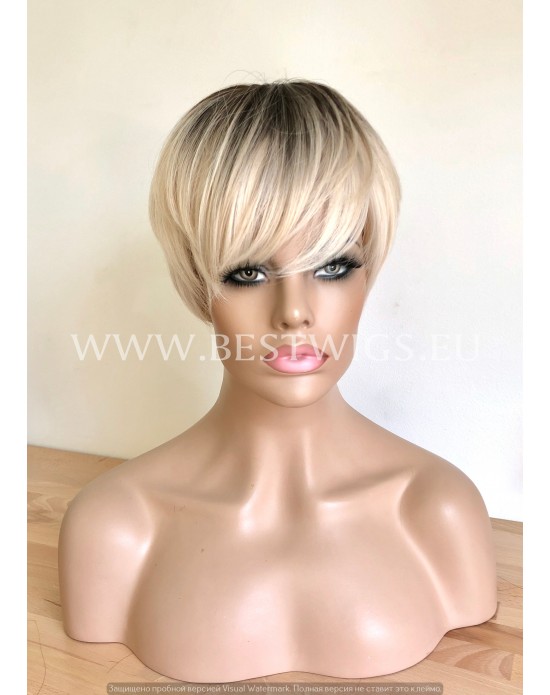Synthetic Machine-Made Short Rooted Blonde Wig