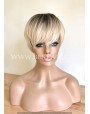 Synthetic Machine-Made Short Rooted Blonde Wig