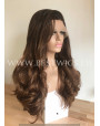 Synthetic lace front wig Wavy chestnut colored long hair
