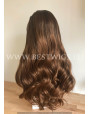 Synthetic lace front wig Wavy chestnut colored long hair