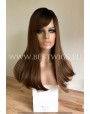 Synthetic wig Stright chestnut long hair with bang