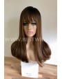 Synthetic wig Stright chestnut long hair with bang