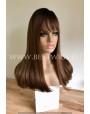Synthetic wig Stright chestnut long hair with bang