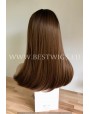 Synthetic wig Stright chestnut long hair with bang