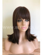 Synthetic wig Stright long hair with bang / Prune color