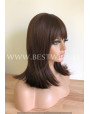 Synthetic wig Stright long hair with bang / Prune color
