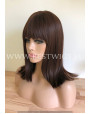 Synthetic wig Stright long hair with bang / Prune color