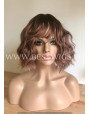Synthetic Machine-made wig short Rooted brown
