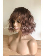 Synthetic Machine-made wig short Rooted brown