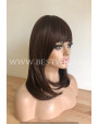 Synthetic wig Stright long hair with bang / Prune color