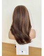 Synthetic Lace Top Glueless Wig Chestnut-Colored Long Hair 