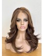 Synthetic Lace Top Glueless Wig Chestnut-Colored Long Hair 