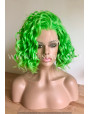 Synthetic lace front wig Wavy Electric Green
