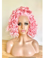 Synthetic Curly Pink Lace Front Wig