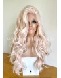 Pink Blonde Wavy Synthetic Lace Front Wig Double Volume