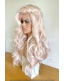 Pink Blonde Wavy Synthetic Lace Front Wig Double Volume