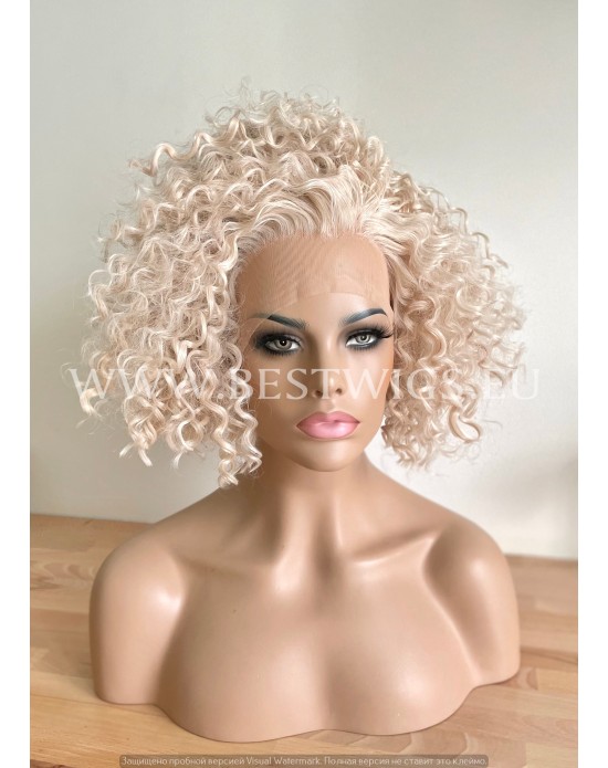 Rose Gold Blonde Synthetic Lace Front Curly Wig