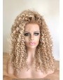 Synthetic lace front wig Curly rooted blond long hair