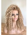 Synthetic lace front wig Curly rooted blond long hair