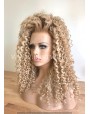 Synthetic lace front wig Curly rooted blond long hair