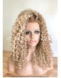 Synthetic lace front wig Curly rooted blond long hair