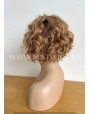 Synthetic Lace Front Wig – Short Curly Light Chestnut Hair with Ombre Effect