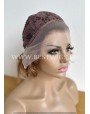 Synthetic Lace Front Wig – Short Curly Light Chestnut Hair with Ombre Effect