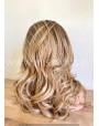 Synthetic lace front wig Wavy rooted caramel blonde