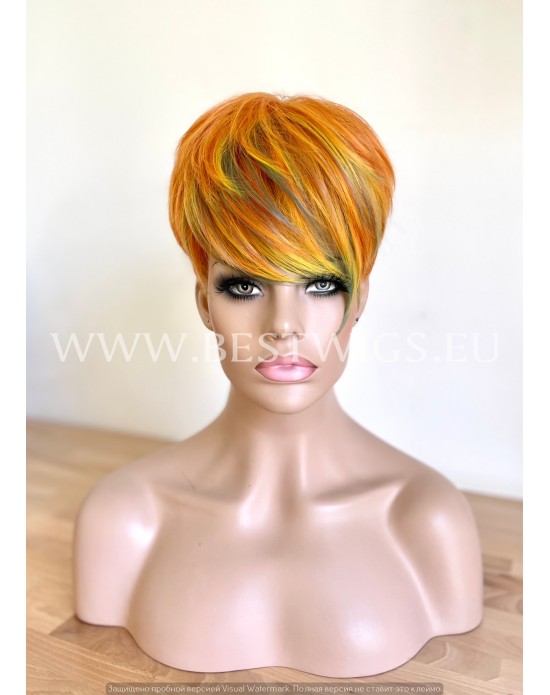 Synthetic Machine-Made Short Orange Blossom Wig
