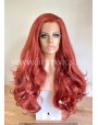 Synthetic lace front wig Wavy red long hair
