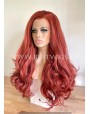 Synthetic lace front wig Wavy red long hair