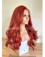 Synthetic lace front wig Wavy red long hair
