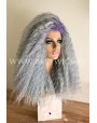 Synthetic lace front wig Curly Dusty sky hair EXTRA VOLUME / Lilas roots