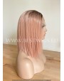 Peach Rooted Synthetic Lace Front Wig Human Hair Blend