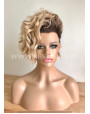 Synthetic lace front wig Curly Caramel Short hair dark roots