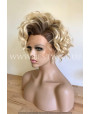 Synthetic lace front wig Curly Blond Short hair dark roots / Double volume