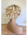 Synthetic lace front wig Curly Blond Short hair dark roots / Double volume